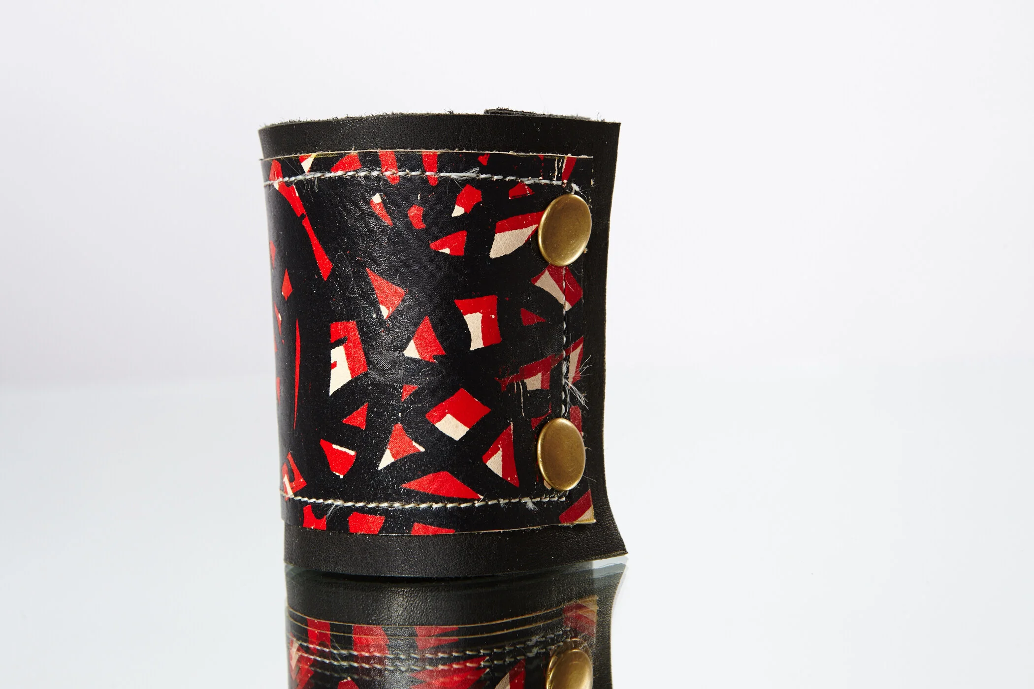 Hand Screenprinted Leather cuff — Production Mode